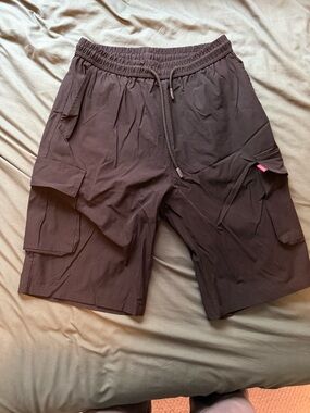 Men's Black Cargo Shorts with Elastic Waist